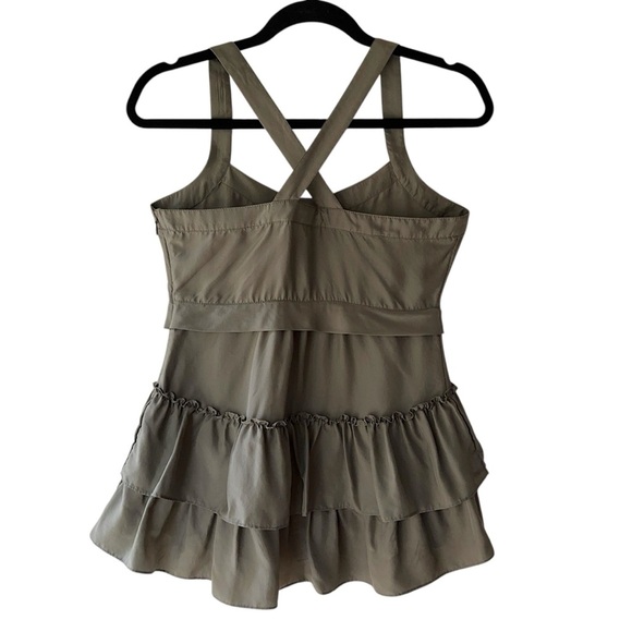 BANANA REPUBLIC PURE SILK RUFFLE TIERED SLEEVELESS CROSSBACK TOP | EXTRA SMALL - Picture 6 of 9